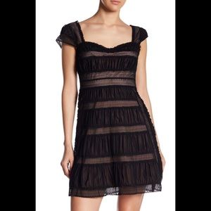 New FREE PEOPLE Alicia Lace Mini Dress Black